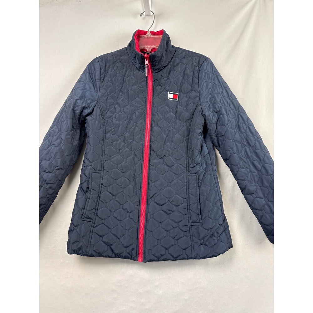 Tommy Hilfiger 3-in-1 Jacket Womens Small Navy Blue Red Quilted Fleece Lined